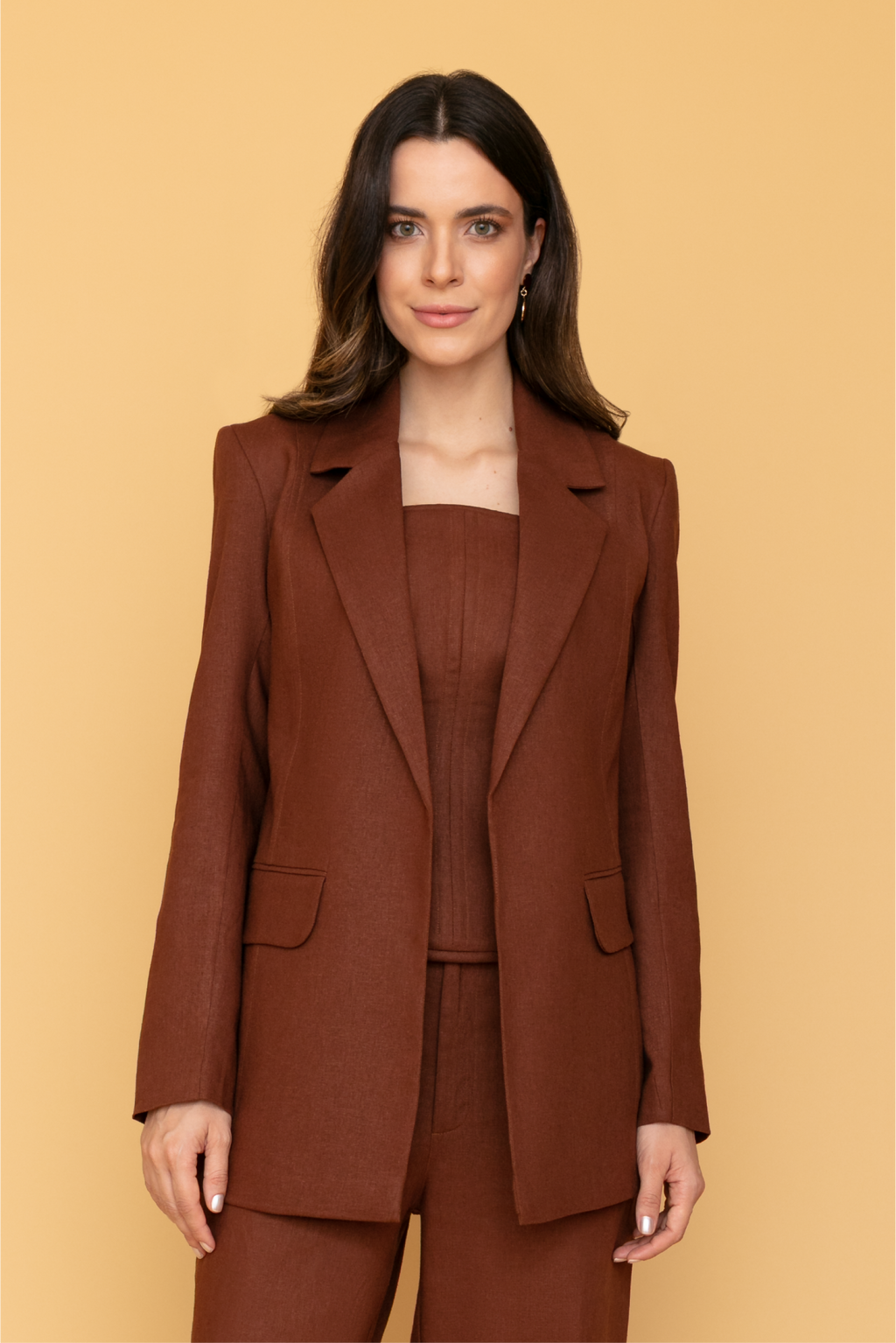 Blazer Feminino de Linho Marrom - Delaunay